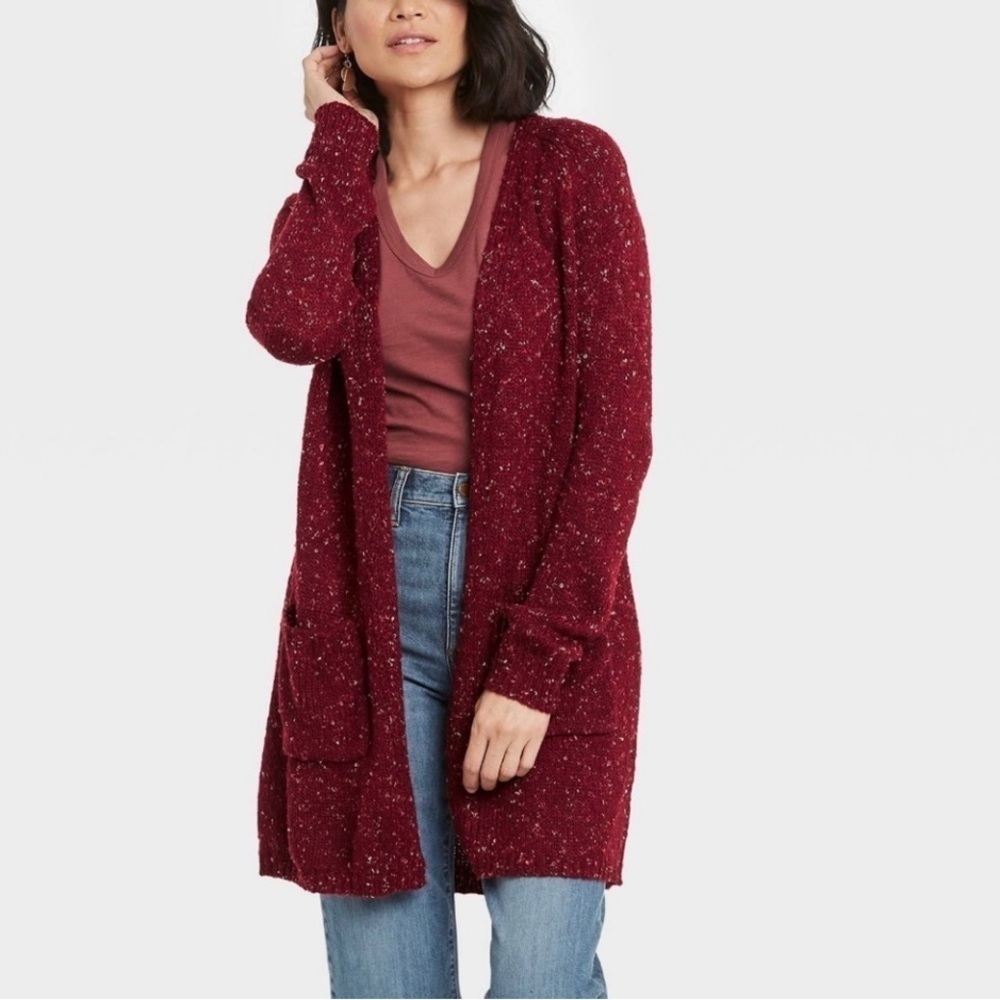 NWT Knox Rose Burgundy Open Knit Cardigan